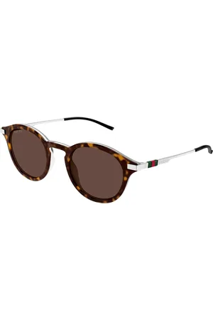 Gucci Uomo GG1890S 002 Occhiali da sole Acetato Marrone Rotonda
