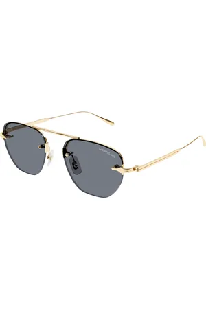 Montblanc Uomo MB0404S 001 Occhiali da sole Metallo Grigio Rotonda