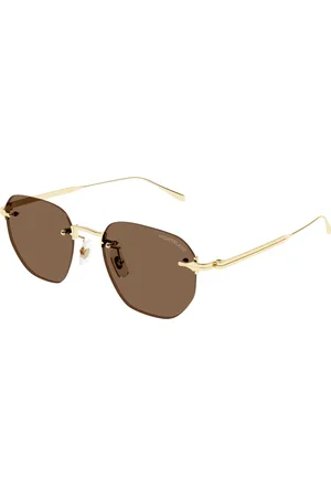 Montblanc Uomo MB0405S 002 Occhiali da sole Metallo Marrone Rotonda