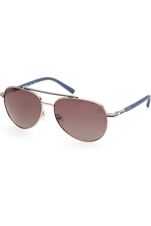 Timberland Uomo TB00039 32H Occhiali da sole Metallo Marrone Pilot Polarizzata