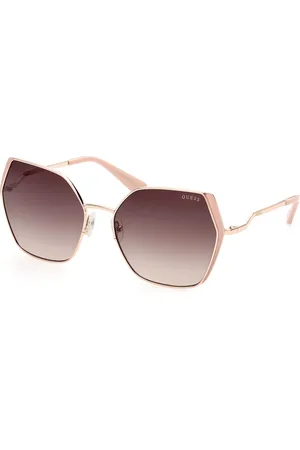 Guess Donna GU7843 28F Occhiali da sole Metallo Marrone Geometrica Normale Sfumato