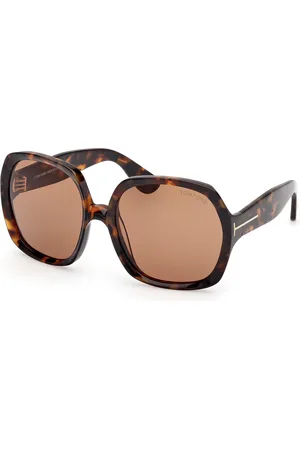 Tom Ford Donna FT1221 SAFFRON 52E Occhiali da sole Acetato Marrone Squadrata Normale Sfumato