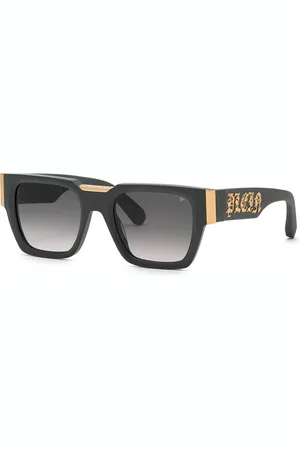Philipp Plein Uomo SPP095M PLEIN GLARES 0L46 Occhiali da sole Acetato Fumo Geometrica Normale Sfumato