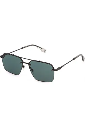 Police Uomo SPLQ90 FORCE 9 672 Occhiali da sole Metallo Verde Squadrata Antiriflesso