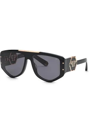 Philipp Plein Uomo SPP093M PLEIN EGO 700 Occhiali da sole Acetato Fumo Geometrica Normale
