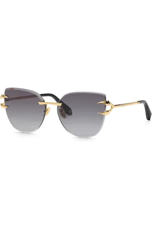 Roberto Cavalli Donna SRC043 0300 Occhiali da sole Metallo Grigio Farfalla Normale Sfumato