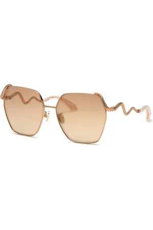 Roberto Cavalli Donna SRC035M 8FCG Occhiali da sole Metallo Marrone Squadrata Specchiate Sfumato
