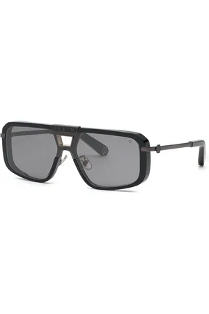 Philipp Plein Uomo SPP008M PLEIN LEGACY 700X Occhiali da sole Acetato Fumo Maschera Antiriflesso Specchiato