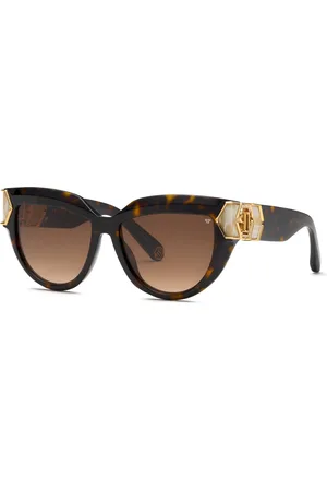 Philipp Plein Donna SPP176M PLEIN CAPTURE 722 Occhiali da sole Acetato Marrone Farfalla Normale Sfumato
