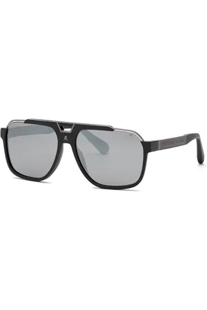 Philipp Plein Unisex SPP046V 703X Occhiali da sole Plastica Argento Pilot