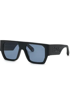 Philipp Plein Uomo SPP094 Plein Master Oversize 0703 Occhiali da sole Acetato Blu Maschera Normale
