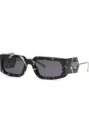 Philipp Plein Unisex SPP119M PLEIN ROSE VENUS 0Z21 Occhiali da sole Acetato Fumo Geometrica Normale