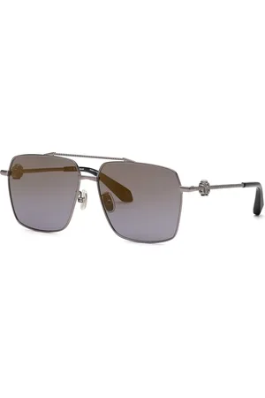 Roberto Cavalli Unisex SRC036V 568G Occhiali da sole Metallo Fumo Squadrata Normale Sfumato