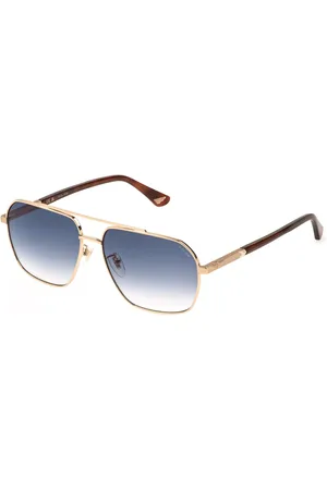 Police Uomo SPLQ85 NEW CROSSROADS 4 300 Occhiali da sole Metallo Blu Geometrica Normale Sfumato