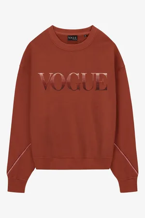 VOGUE Collection Felpa VOGUE Handcraft Edition rosso ruggine con logo ricamato
