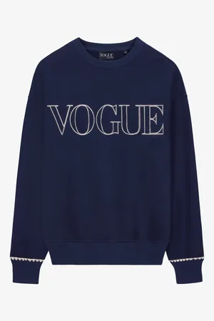 VOGUE Collection Felpa VOGUE Handcraft Edition blu notte con logo ricamato