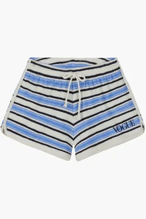 VOGUE Collection Pantaloncini VOGUE in spugna a righe azzurre con logo ricamato