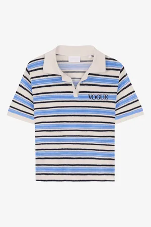 VOGUE Collection Polo VOGUE in spugna a righe azzurre con logo ricamato