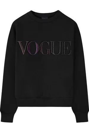 VOGUE Collection Felpa VOGUE Winter Collection nera con logo ricamato glitterato