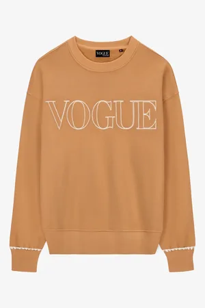 VOGUE Collection Felpa VOGUE Handcraft Edition cammello con logo ricamato