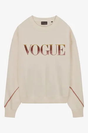VOGUE Collection Felpa VOGUE Handcraft Edition ecru con logo ricamato colorato