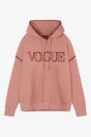 VOGUE Collection Felpa con cappuccio VOGUE Handcraft Edition rosa antico con logo ricamato