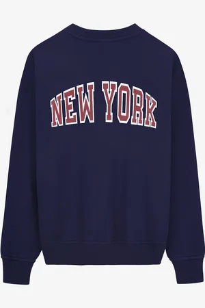 VOGUE Collection Felpa VOGUE Editions blu con logo ricamato rosso e stampa college New York