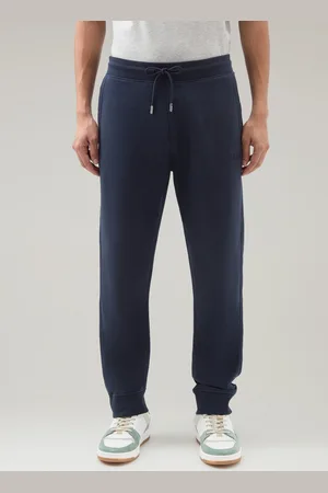 Woolrich Uomo Pantaloni sportivi in misto cotone felpato Blu