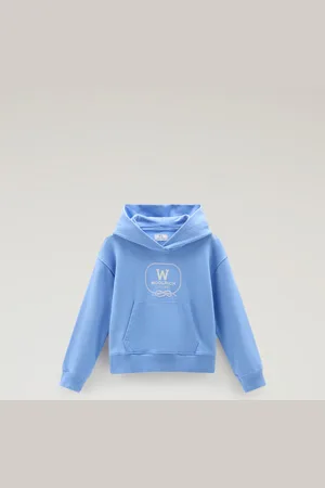 Woolrich Felpa da bambina in puro cotone con cappuccio Blu