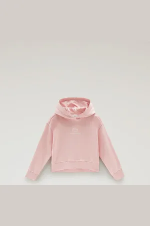 Woolrich Felpa Essential da bambina in puro cotone con cappuccio Rosa
