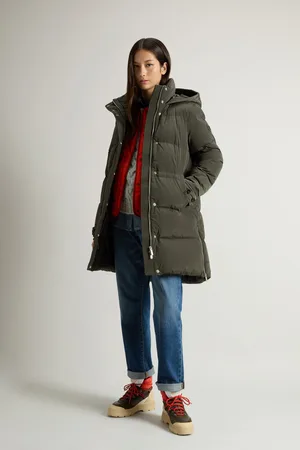 Woolrich Donna Piumino Alsea con cappuccio in nylon elasticizzato Verde