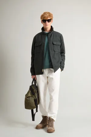 Woolrich Uomo Giacca a camicia imbottita Alaskan in misto lana italiana a quadri Verde