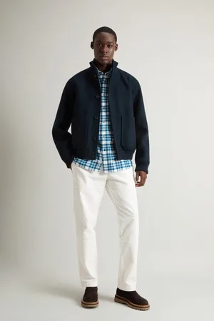 Woolrich Uomo Bomber in misto lana vergine Melton Blu