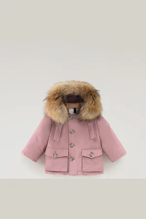 Woolrich Parka da neonati in Ramar Cloth con pelliccia removibile Rosa