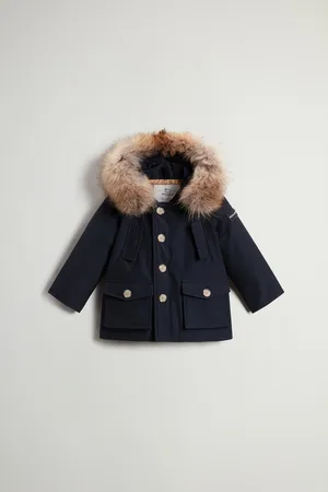 Woolrich Parka da neonati in Ramar Cloth con pelliccia removibile Blu