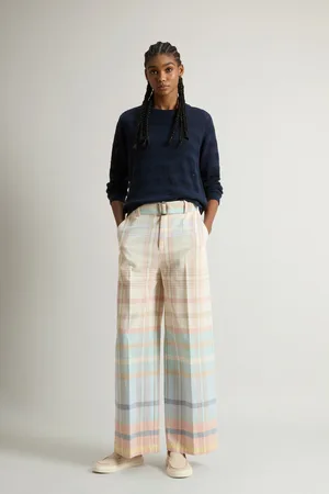 Woolrich Donna Pantaloni in misto cotone con cintura Multicolore