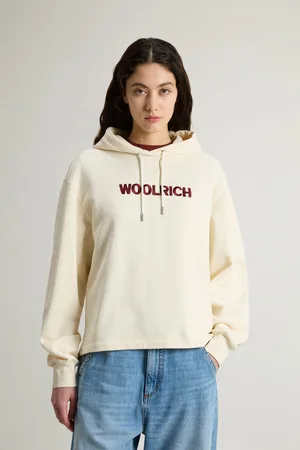 Woolrich Donna Felpa in puro cotone con cappuccio Bianco
