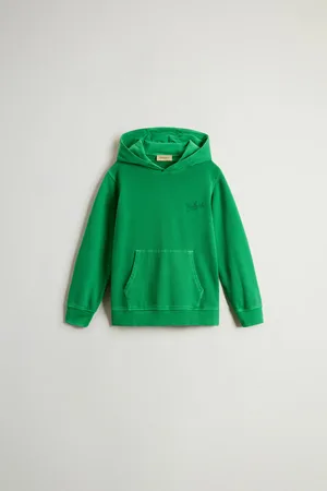 Woolrich Felpa con cappuccio da bambino in puro cotone tinta in capo Verde
