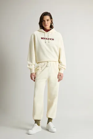 Woolrich Donna Pantaloni in puro cotone felpato Bianco