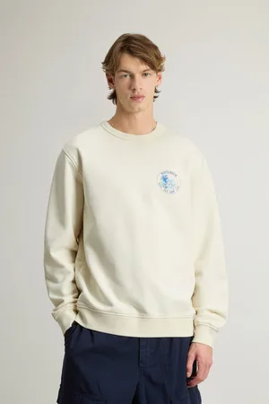 Woolrich Uomo Felpa girocollo in puro cotone con stampa Bianco
