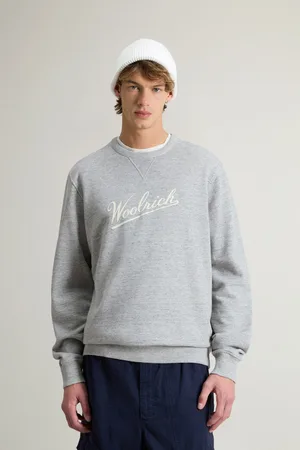 Woolrich Uomo Felpa girocollo in puro cotone mouliné Grigio