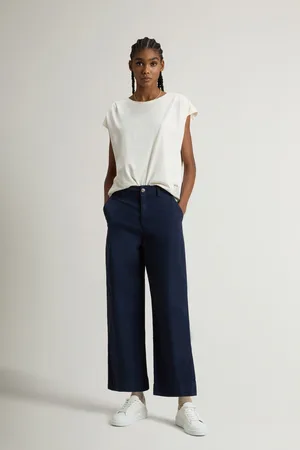 Woolrich Donna Pantaloni chino in puro cotone tinti in capo Blu