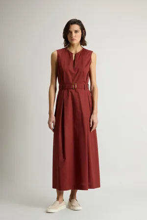 Woolrich Donna Vestito smanicato in popeline di puro cotone Rosso