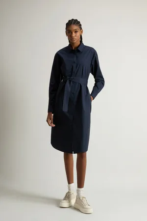 Woolrich Donna Vestito chemisier in popeline di puro cotone Blu