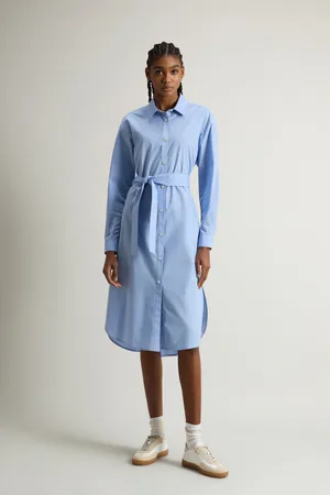 Woolrich Donna Vestito chemisier in popeline di puro cotone Blu