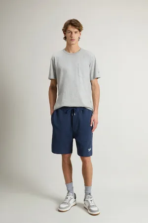 Woolrich Uomo Pantaloncini in puro cotone felpato mouliné Blu
