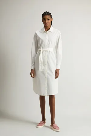 Woolrich Donna Vestito chemisier in popeline di puro cotone Bianco