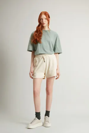Woolrich Donna Pantaloncini in puro cotone felpato Bianco