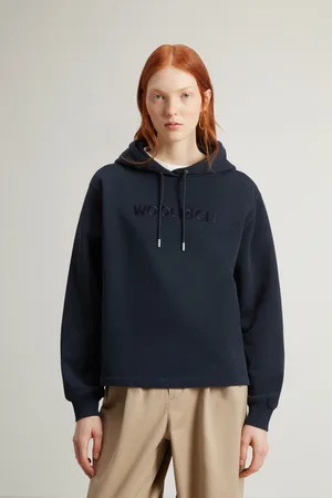 Woolrich Donna Felpa in puro cotone con cappuccio Blu