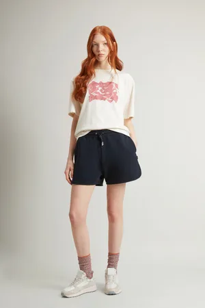 Woolrich Donna Pantaloncini in puro cotone felpato Blu